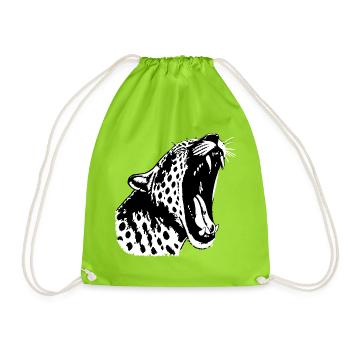 Schwarzweiß Leopardenkopf (PNG) - Turnbeutel - Neongrün - Vorne