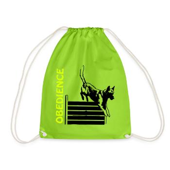 Obedience hurdle jump with Malinois - Drawstring Bag - neon green - Front