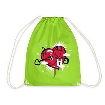 coeur lacé et réparé avec trou de serrure - Sac de sport léger - vert néon - Devant