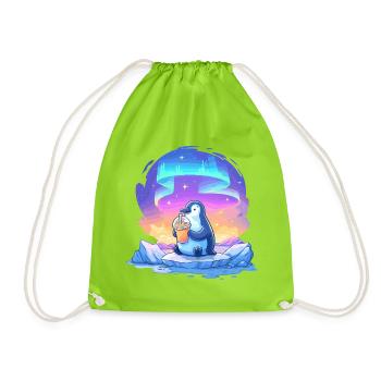 Pingouin Aurore avec Drink - Sac de sport léger - vert néon - Devant