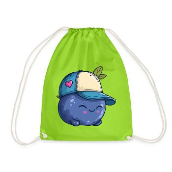 Kawaii Blueberry avec casquette - Sac de sport léger - vert néon - Devant