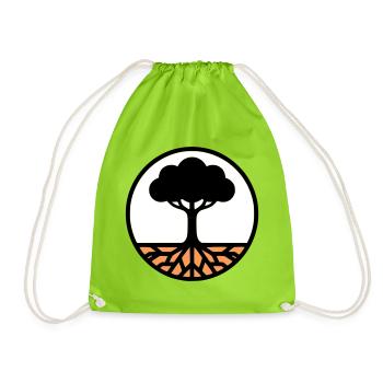 Tree of Life Circle Icon - Drawstring Bag - neon green - Front