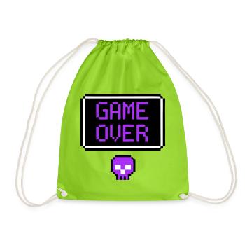 Game Over Totenkopf Pixel Art - Turnbeutel - Neongrün - Vorne