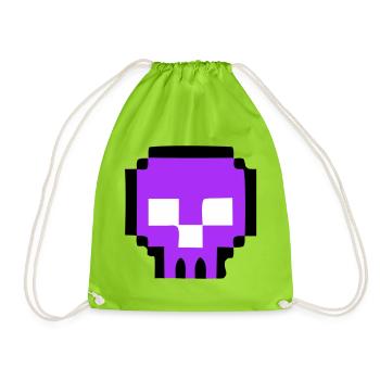 Pixel Totenkopf Game Over - Turnbeutel - Neongrün - Vorne