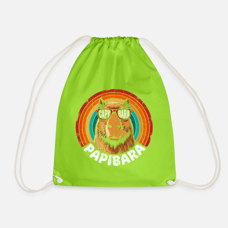 Capybara Retro Regenbogen Sonnenbrille - Turnbeutel - Neongrün