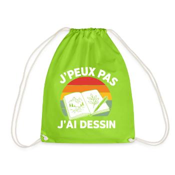 Je Peux Pas J'ai Dessin Citation Retro Sunset - Sac de sport léger - vert néon - Devant