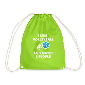 I Like Volleyball and maybe 3 poeple - Turnbeutel - Neongrün - Vorne