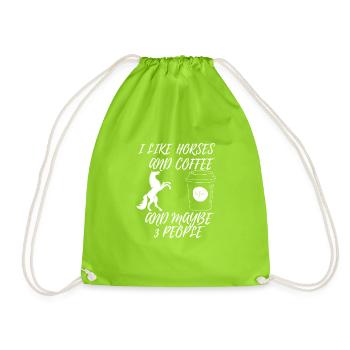 I like Horses and Coffee and maybe 3 people. - Drawstring Bag - neon green - Front