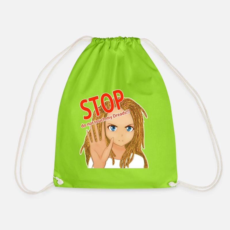 STOP do not touch my dreads! blonde Dreads - Turnbeutel - Neongrün