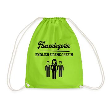 Fliesenlegerin Chefin Selbstständigkeit Firma Chef - Turnbeutel - Neongrün - Vorne