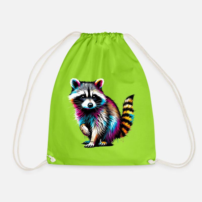 Waschbär - Turnbeutel - Neongrün