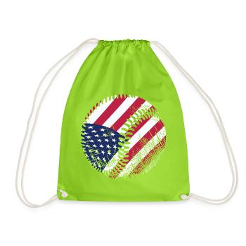 USA Flag Baseball American Patriot Sports - Turnbeutel - Neongrün - Vorne