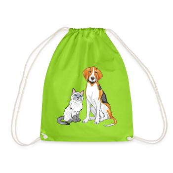 Siamese_cat_and_Foxhound_are_best_friends - Turnbeutel - Neongrün - Vorne