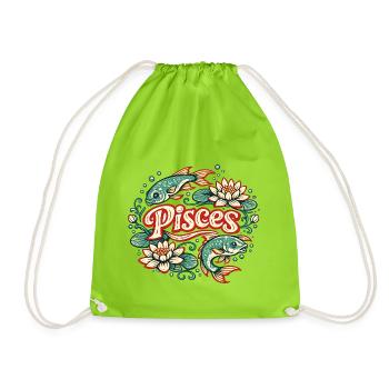Tatouage vintage de poisson lotus en Poissons - Sac de sport léger - vert néon - Devant