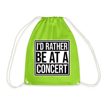 Je préférerais être à un concert Lustig Musik Konzert - Sac de sport léger - vert néon - Devant