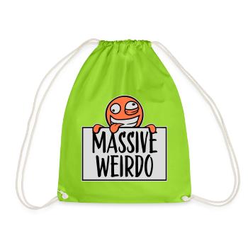 Massive weirdo Komischer Weirdo Lustig Spruch Logo - Turnbeutel - Neongrün - Vorne