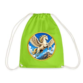 Pegasus über dem Hügel - Turnbeutel - Neongrün - Vorne