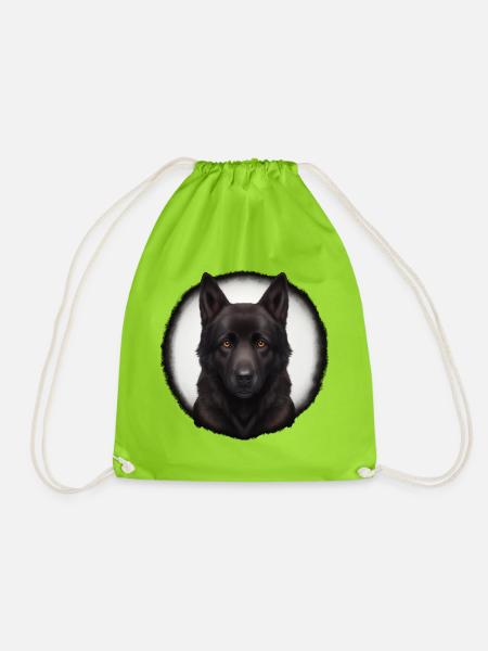 schwarz brauner schäferhund - Turnbeutel - Neongrün