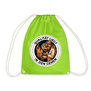 Qualität liegt in den Genen Genetiker T-Shirt - Turnbeutel - Neongrün - Vorne