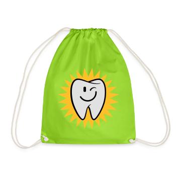 Happy tooth - Drawstring Bag - neon green - Front
