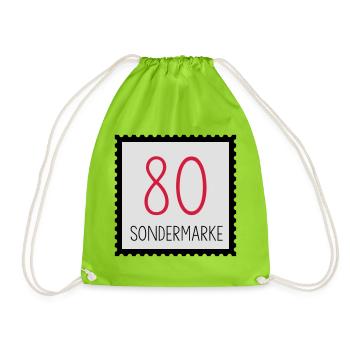 runder Geburtstag 80. Geburtstag Geschenk - Turnbeutel - Neongrün - Vorne