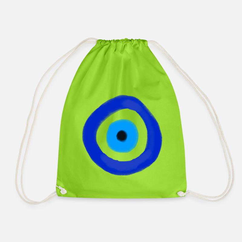 Blue Orbit Eye Abstract - Drawstring Bag - neon green