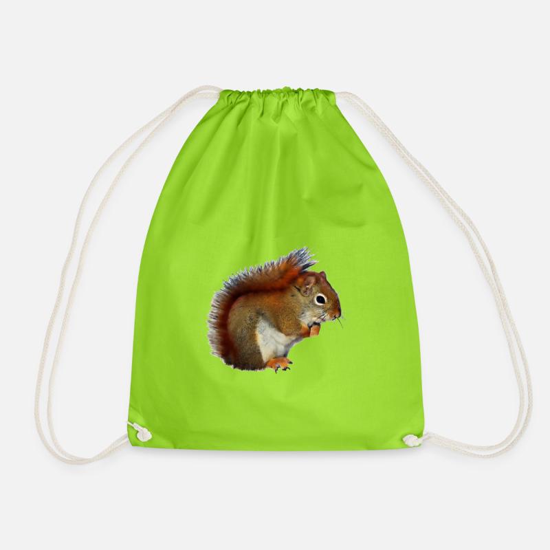 Eichörnchen Eichkätzchen Nüsse Wald Foto Geschenk - Turnbeutel - Neongrün