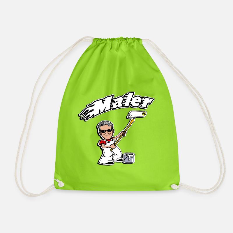 painter and painter t-shirt editable desired text - Drawstring Bag - neon green