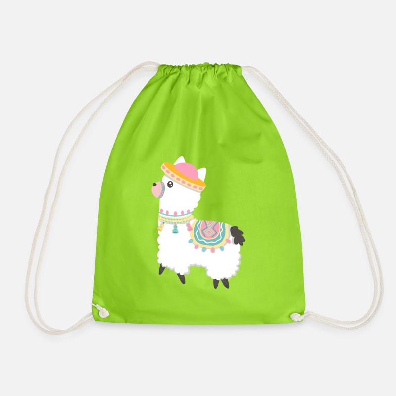 Alpaka Lama Geschenkidee - Turnbeutel - Neongrün