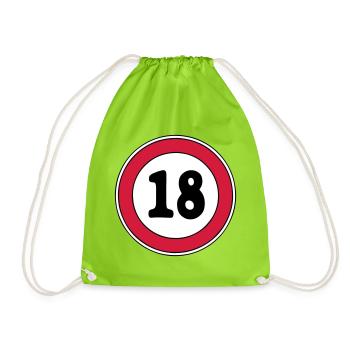 18th birthday sign - Drawstring Bag - neon green - Front