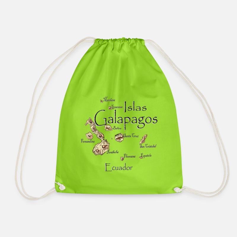 Galapagos Karte 1 - Turnbeutel - Neongrün