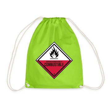 flamme danger inflammable humour ironie pompiers - Sac de sport léger - vert néon - Devant