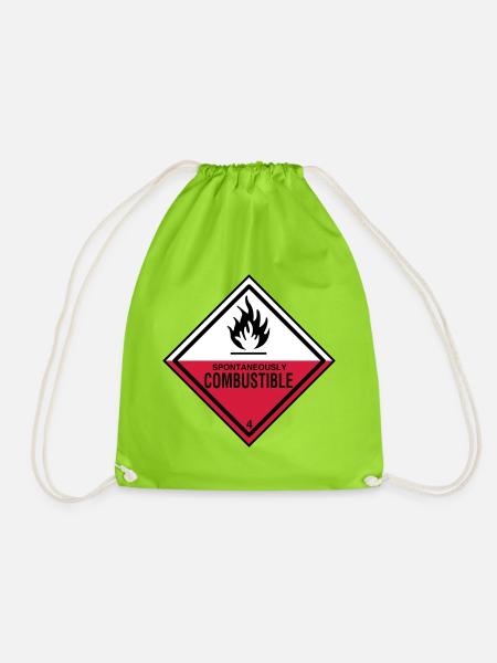 flamme gefahr brennbar humor ironie feuerwehr - Turnbeutel - Neongrün