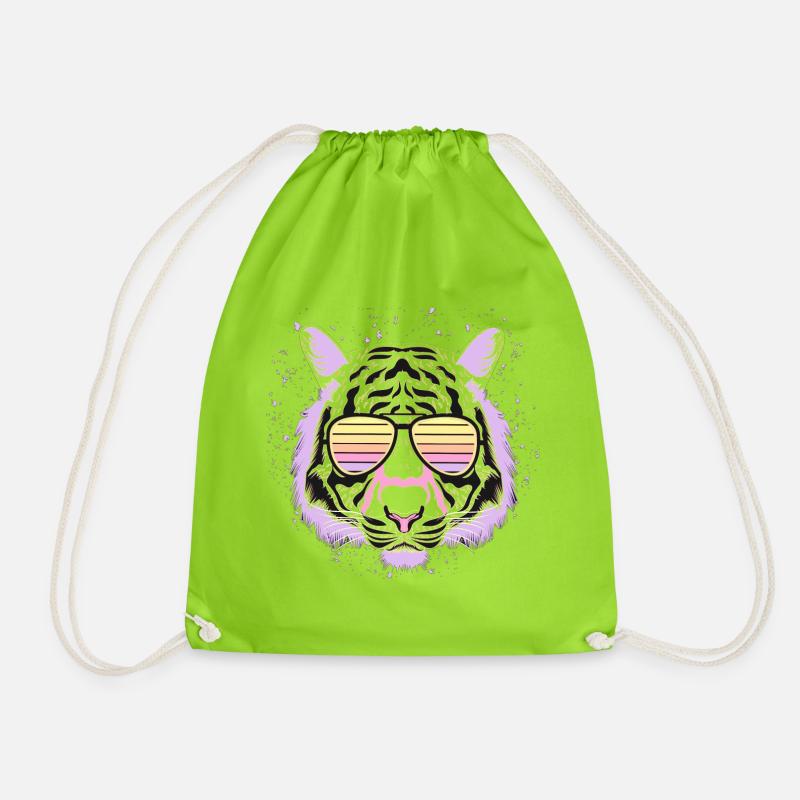Tiger Psychedelic Brillenstil - Turnbeutel - Neongrün