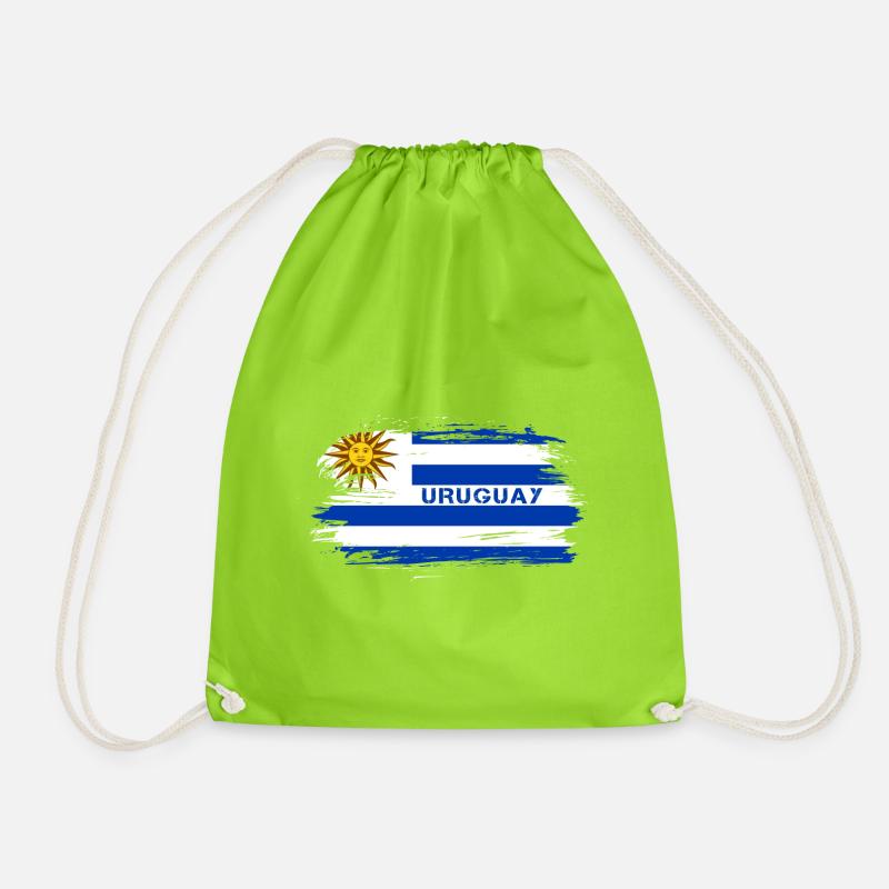 Uruguay Flaggen Design / Geschenkidee - Turnbeutel - Neongrün