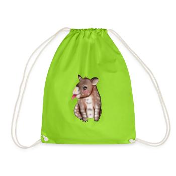 Baby Tapir - Drawstring Bag - neon green - Front