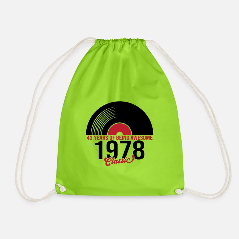 Classical vinyl music 1978, 43 years old - Drawstring Bag - neon green