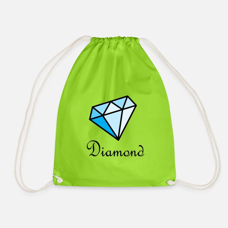 Blauer Geometrischer Diamant - Turnbeutel - Neongrün