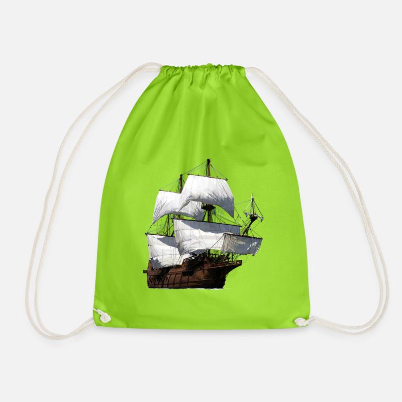 Segelschiff - Turnbeutel - Neongrün