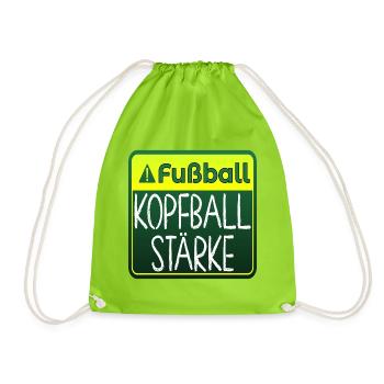 Fußball Sprüche - Kopfballstärke - Turnier - Turnbeutel - Neongrün - Vorne