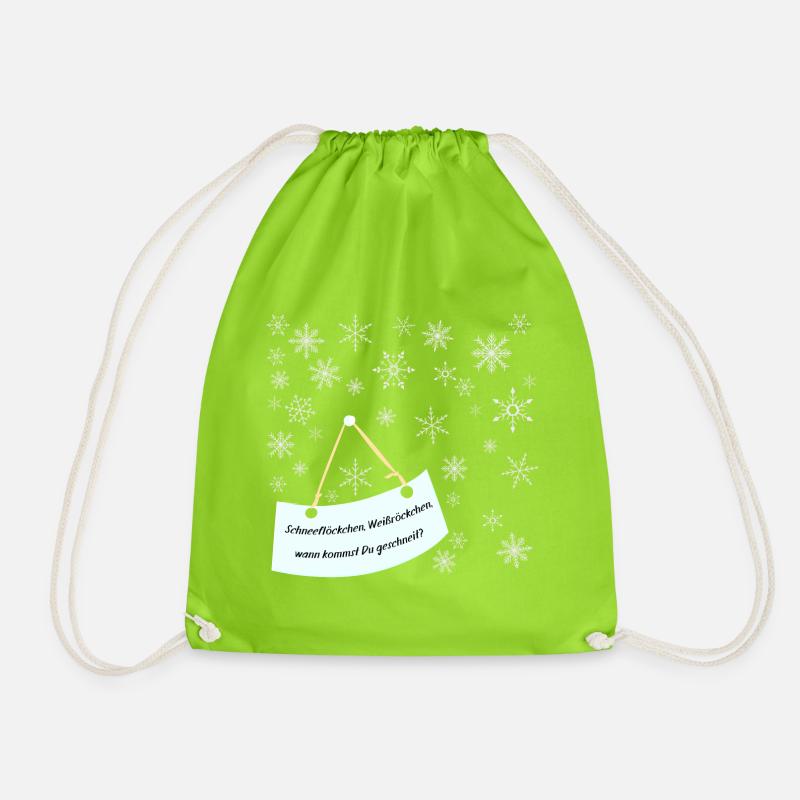 Schneeflocken und Weihnachtslied - Turnbeutel - Neongrün