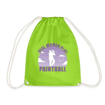 Paintball Paintballerin Gotcha Mädchen Geschenk - Turnbeutel - Neongrün - Vorne