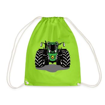 tractor, tractor, agriculture, agriculture, farmer - Drawstring Bag - neon green - Front