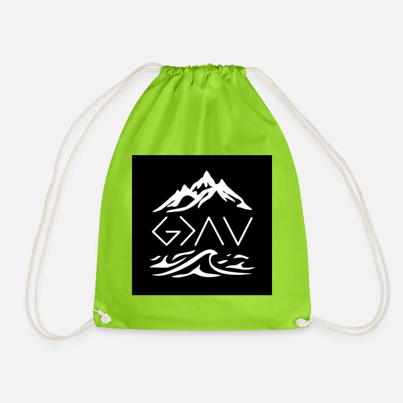 God is greater (white on black) - Drawstring Bag - neon green
