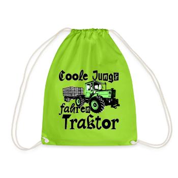 Coole Jungs fahren Traktor - MB Trac - Unimog - Turnbeutel - Neongrün - Vorne