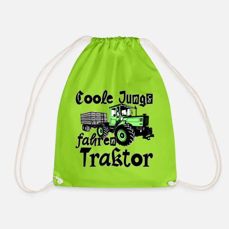 Coole Jungs fahren Traktor - MB Trac - Unimog - Turnbeutel - Neongrün
