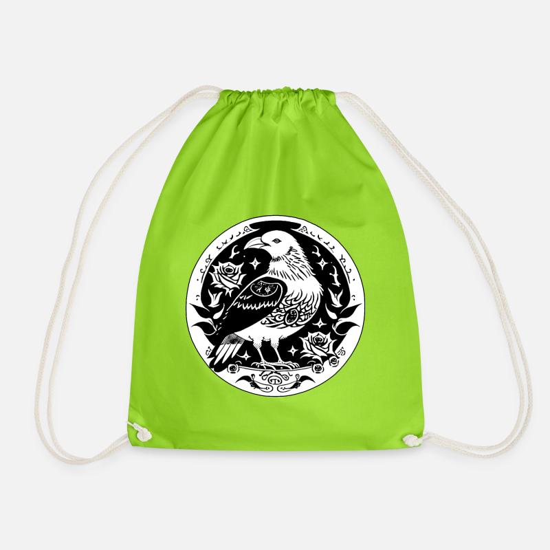 Goth Crow - Drawstring Bag - neon green