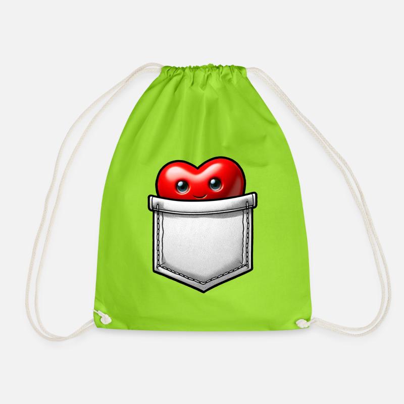 Herz aus der Tasche - Turnbeutel - Neongrün