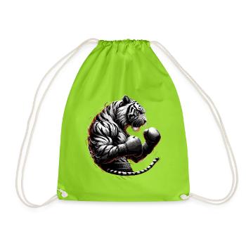 Tiger Boxer Kämpfer Boxen Geschenk - Turnbeutel - Neongrün - Vorne