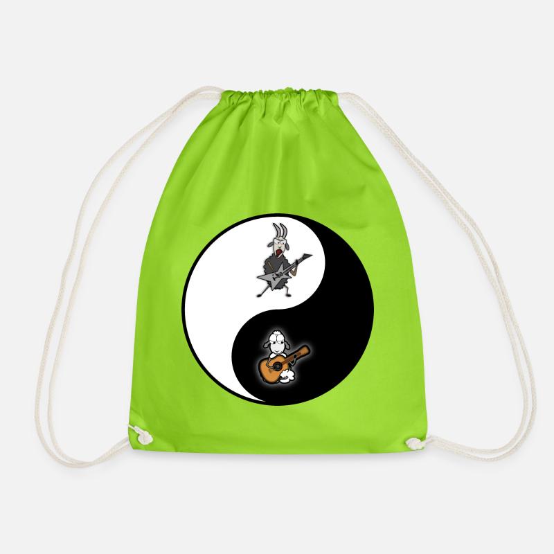 Hardrock vs Akustik Yin Yang alles im Einklang - Turnbeutel - Neongrün